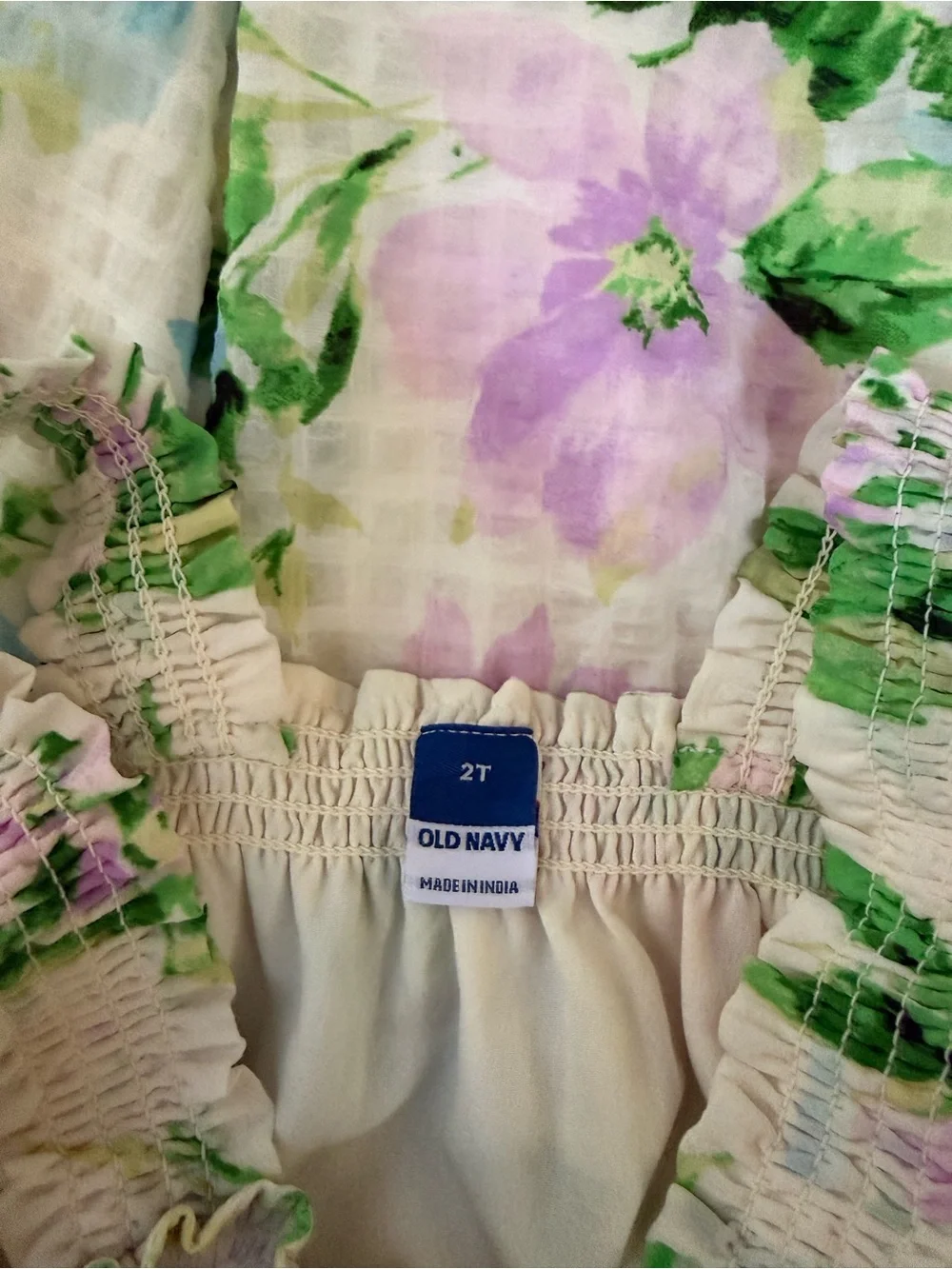 Old Navy White Floral Sundress with Green, Blue, and Pink Accents